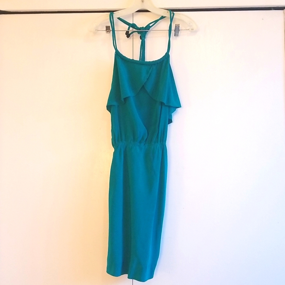 Falls Ruffle Green Dress 100% Silk